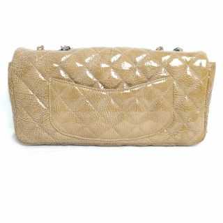 CHANEL CLASSIC FLAP BAG CRINKLED PATENT BEIGE