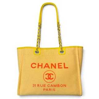 CHANEL CABAS DEAUVILLE TOILE TWEED ET COTON 34 X 26,5 X...