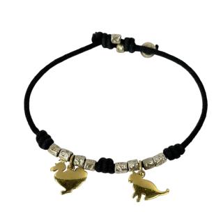BRACELET DODO CORDON ARGENT ET OR JAUNE
