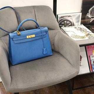 Hermès Kelly 32 Vintage Bleu France