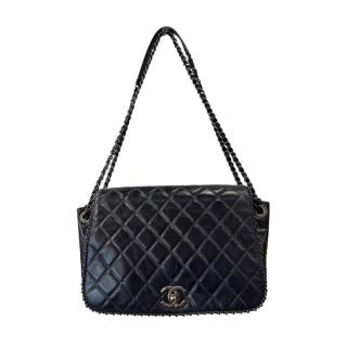sac chanel accordeon navy avec carte et dustbag