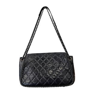 sac chanel accordeon navy avec carte et dustbag
