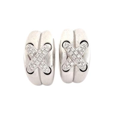Boucles D'Oreilles Chaumet Liens Or Blanc 18ct & Diamants