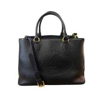 SAC PRADA LOGO TOTE BAG EN CUIR