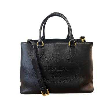SAC PRADA LOGO TOTE BAG EN CUIR