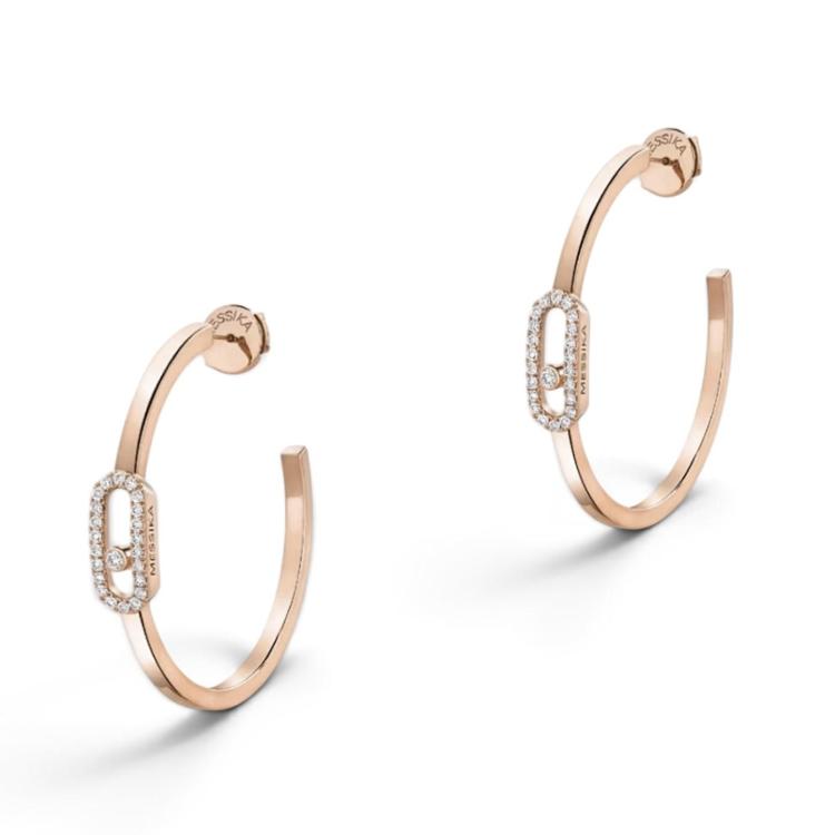 Messika Créoles Move Uno, petit modèle or rose et diamants