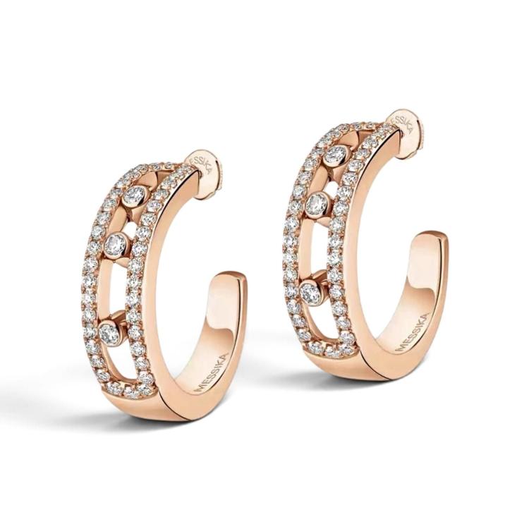 Messika Créoles Move Classique pavées Or rose et diamants