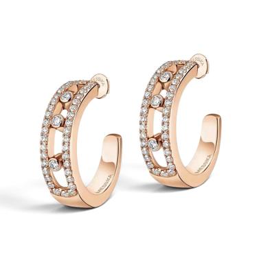 Messika Créoles Move Classique pavées Or rose et diamants