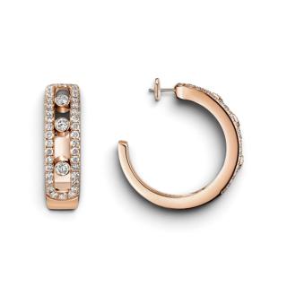 Messika Créoles Move Classique pavées Or rose et diamants