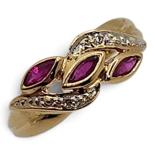 BAGUE OR 18CT DIAMANTS ET RUBIS