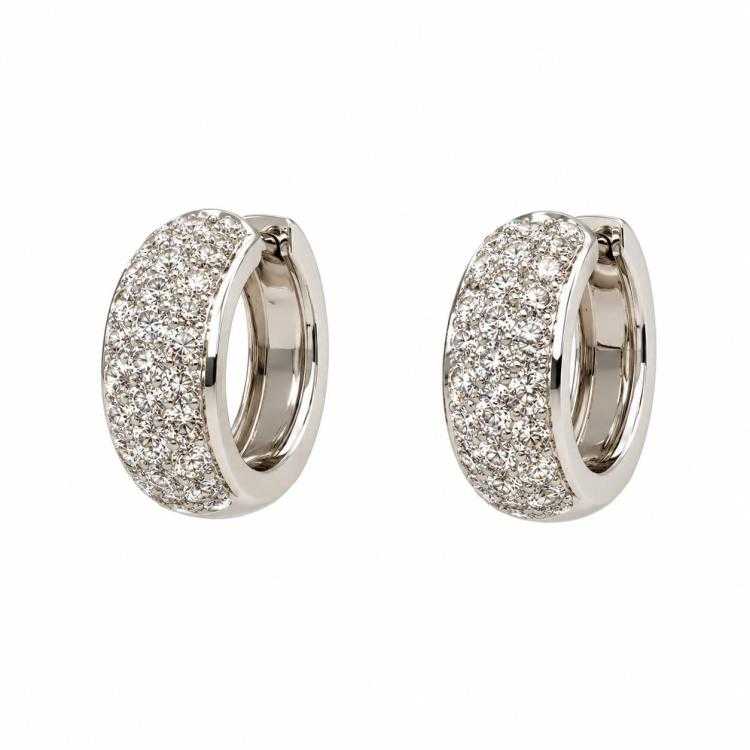Boucles D'Oreilles Clips Bucherer Or Blanc Diamants