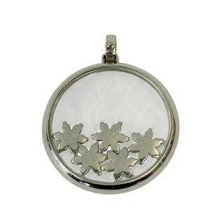 PENDENTIF EN OR BLANC 18CTS SERTIS DIAMANTS FLOCONS