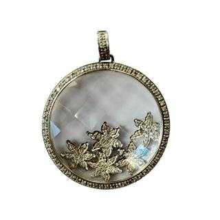 PENDENTIF EN OR BLANC 18CTS SERTIS DIAMANTS FLOCONS