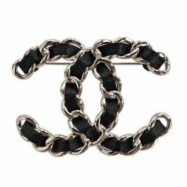 BROCHE CHANEL CC CUIR NOIR