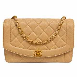 Sac Chanel Diana 25 Vintage Cuir d'Agneau Beige