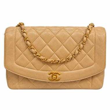 Sac Chanel Diana 25 Vintage Cuir d'Agneau Beige