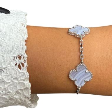Bracelet Van Cleef & Arpels Vintage Alhambra "5 motifs" Calcédoine