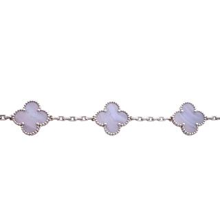 BRACLET VACLEEF OR BLANC 128CT CALCEDOINE