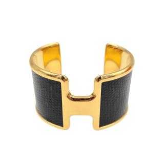 HERMES MANCHON OLYMPE DORE TYPE LEZARD NOIR