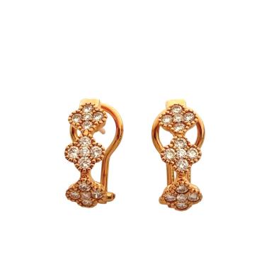 Creoles Trèfles Christian Or Rose 18ct & Diamants 0.58 Carat