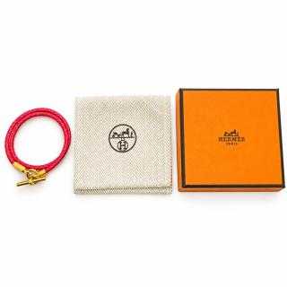 Bracelet Hermès Glénan Double Tour Cuir Rouge