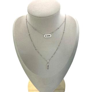 Collier Messika Deux Rangs Move Uno Or Blanc 18ct & Diamants