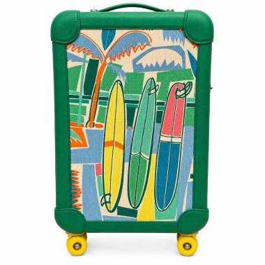 Valise Hermès R.M.S. Cabine 55 Surfer Toile et Cuir Vert