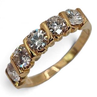 BAGUE EN OR JAUNE 18 CT AVEC 5 DIAMANTS