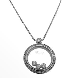 Collier Chopard Happy Diamonds 3 Diamants Or Blanc 18ct