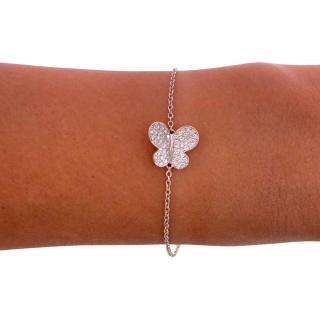 Bracelet Morganne Bello Or Blanc 18 carats Papillon Pavé de Diamants