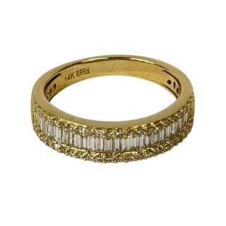 BAGUE OR 14CTS AVEC DIAMANTS BAGUETTE 3.82GRS