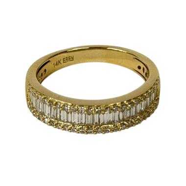 BAGUE OR 14CTS AVEC DIAMANTS BAGUETTE 3.82GRS