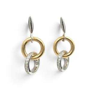 Boucles d'Oreilles Or Jaune&Blanc 18 Ct