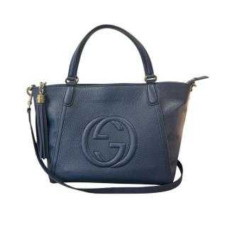 SAC CABAS GUCCI SOHO CUIR BLEU