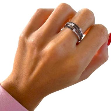 Bague Or Blanc 18ct & Diamants Noir / Blanc