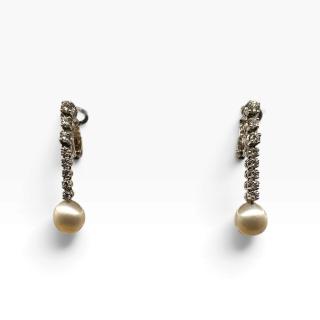 Boucles d'Oreilles Or 18 Ct Diamants et Perles
