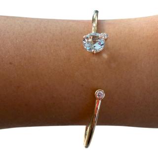 Bracelet Jonc Bucherer Peekaboo Or Rose 18ct Aquamarine & Diamants