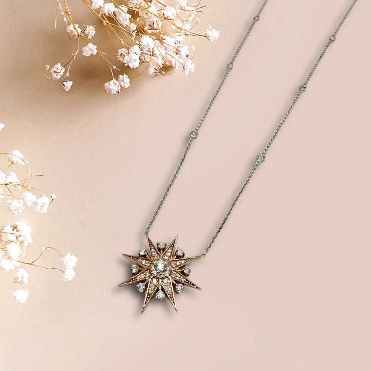 Collier Or Blanc et Rose