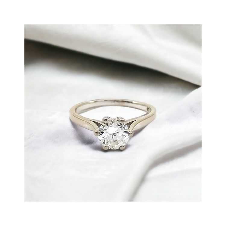 Solitaire Or Gris 18k Diamant 1.07 Ct