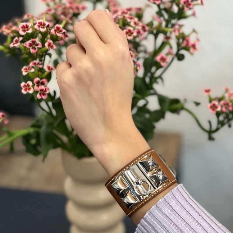 Hermes 18K Rose Gold Collier de Chien CDC Bangle ST Bracelet Cuff – MAISON  de LUXE