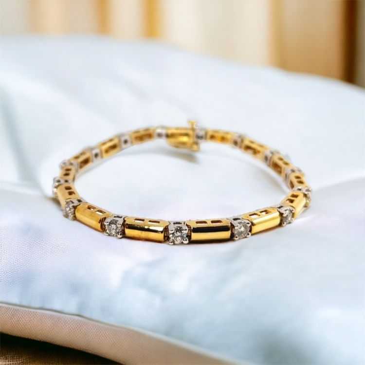 Bracelet Or Jaune 14k Rivière de Diamants