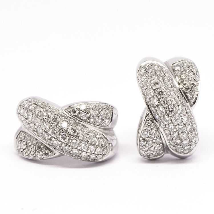 Boucles d'Orreile Or Blanc 18k & Diamants