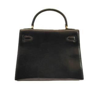 Hermès Kelly Sellier 25 Box Noir Vintage