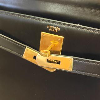 Hermès Kelly Sellier 28 Box Noir Vintage