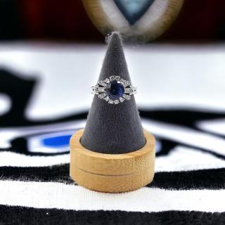 Bague Or Blanc 18k Saphir & Diamants