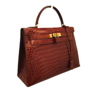 Sac à main Hermès 32 Crocodile Cognac