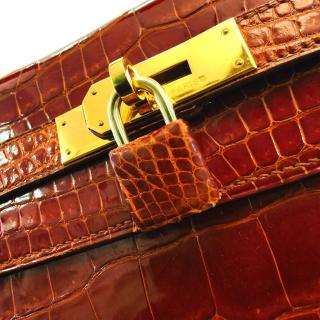Sac à main Hermès 32 Crocodile Cognac