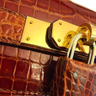 Sac à main Hermès 32 Crocodile Cognac