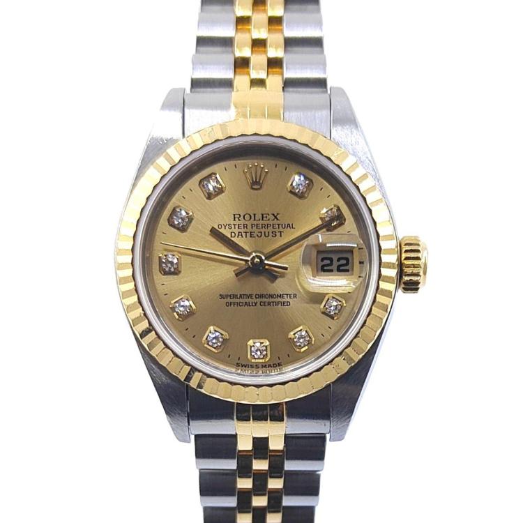 Rolex Lady DateJust 26 Champagne Diamond Dial