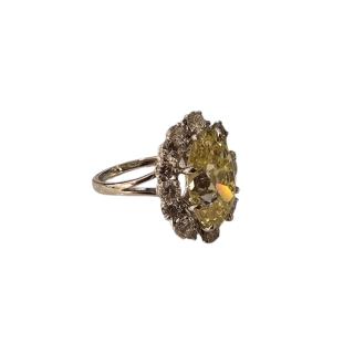 Bague Or Blanc 18ct Diamant Jaune